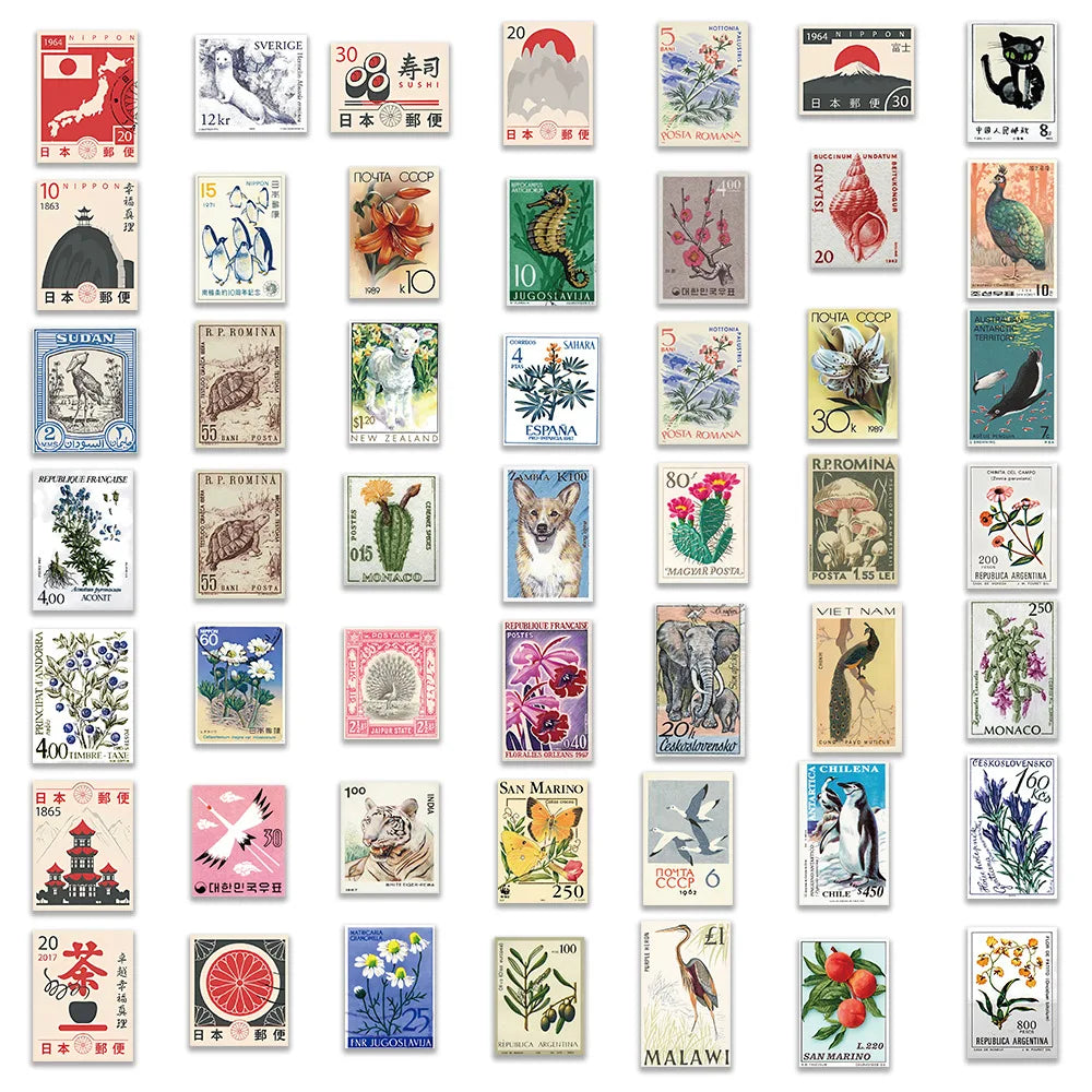 Vintage Stamp Stickers – Retro Waterproof Vinyl Decals 10/50 Pack Vinyl Sticker Pack SWANS