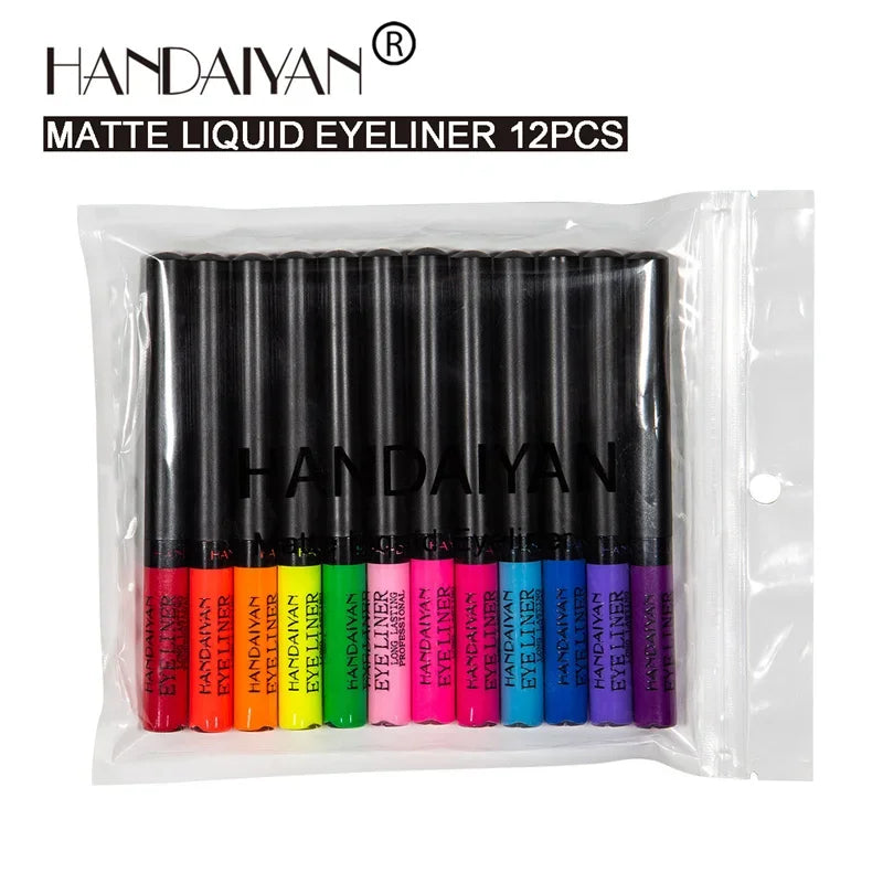 HANDAIYAN 12-Pc Waterproof Color Liquid Eyeliner Set – Matte Liquid Eyeliner Set SWANS