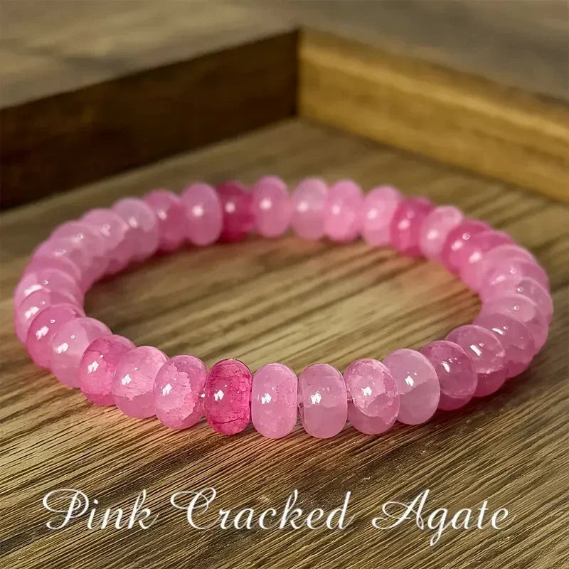 Pink Crystal Beaded Bracelet – Bohemian Yoga Gift Unisex Beaded Bracelet SWANS A