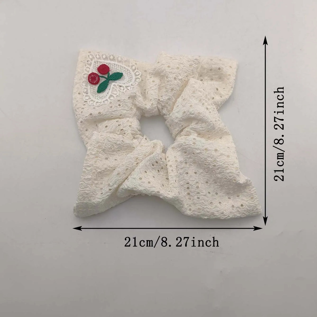 Cherry Print Hollow Fabric Scrunchie Headband & Scarf Hair Accessory Set SWANS