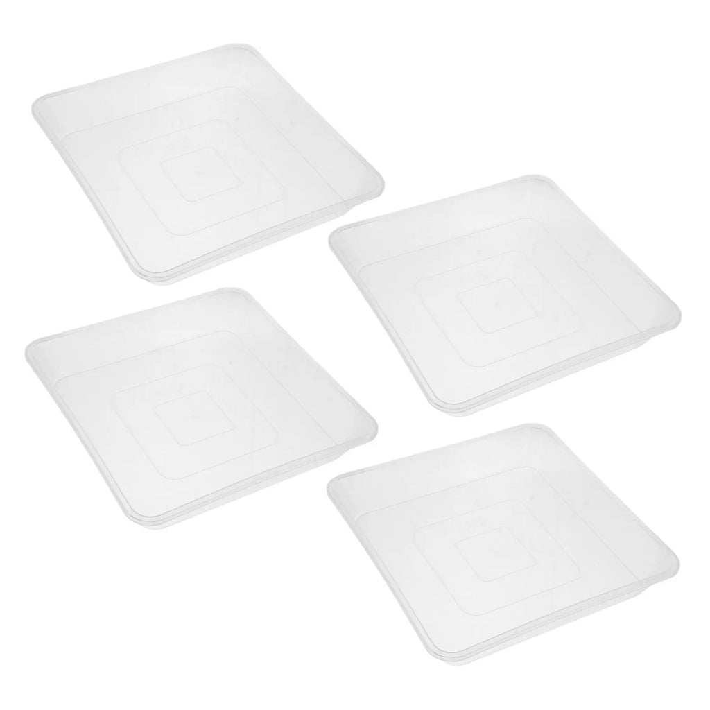 4-Pack Clear Square Plant Saucers – Thick Plastic Drip Trays Plant Drip Tray SWANS