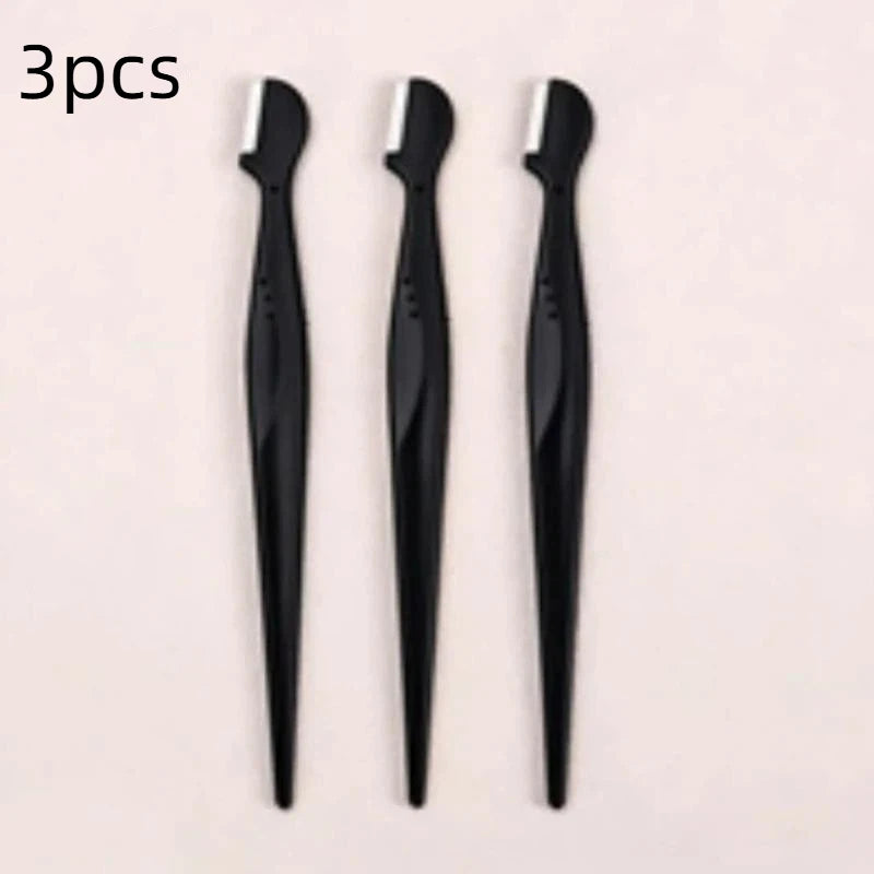 Stainless Steel Eyebrow Trimmer Set – Round Head 2/3/5 Pcs Eyebrow Trimmer Set SWANS 3pcs Black