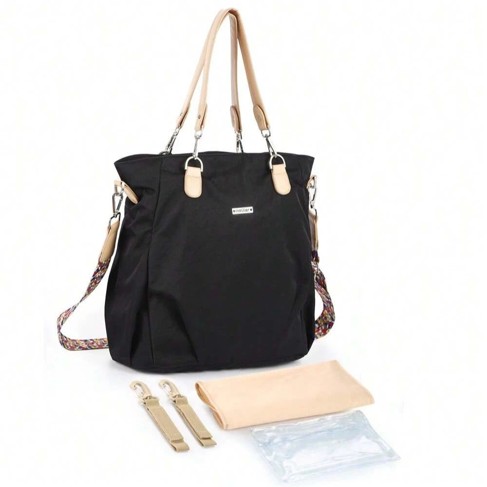 Waterproof Baby Diaper Bag – Large Mommy Tote & Stroller Organizer Baby Diaper Bag SWANS black