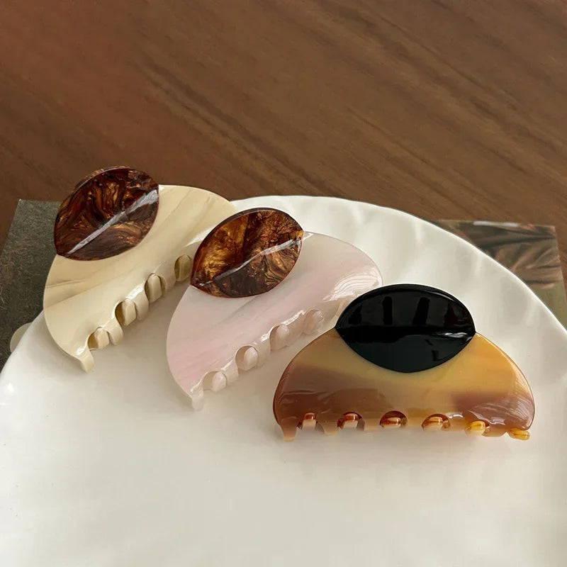 Vintage French Hair Clip – Two-Tone Marbled Acetate Barrette Hair Clip Barrette SWANS