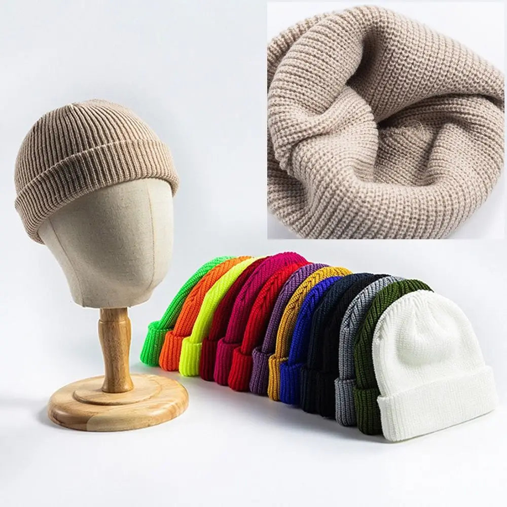 Unisex Knit Beanie Cap – Brimless Dome Hat, 9 Colors Knit Beanie Hat SWANS
