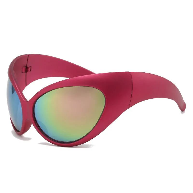 Y2K Oversized Cat Eye Sunglasses UV400 Mirrored – Unisex Cat Eye Sunglasses SWANS Red Mirror Pink