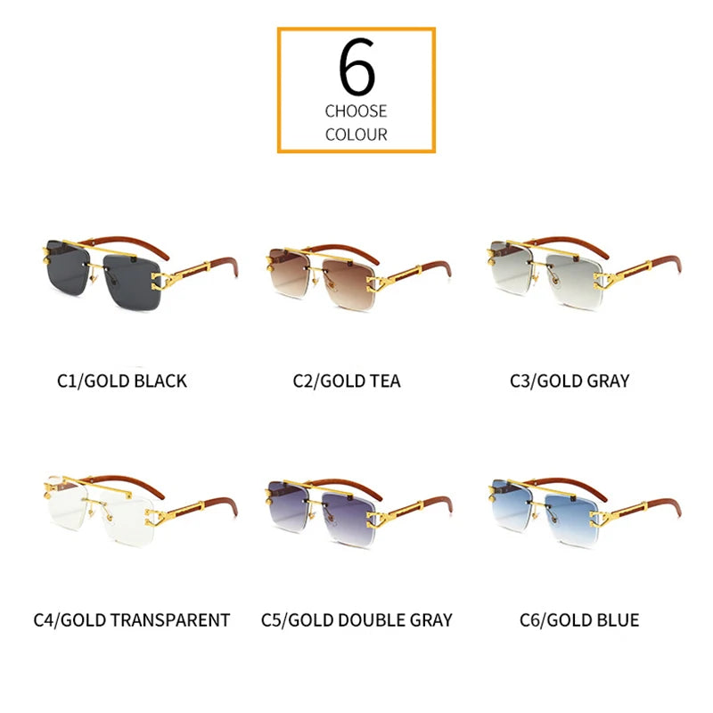 TOYEARN Rimless Square Sunglasses UV400 – Vintage Style Fashion Sunglasses SWANS