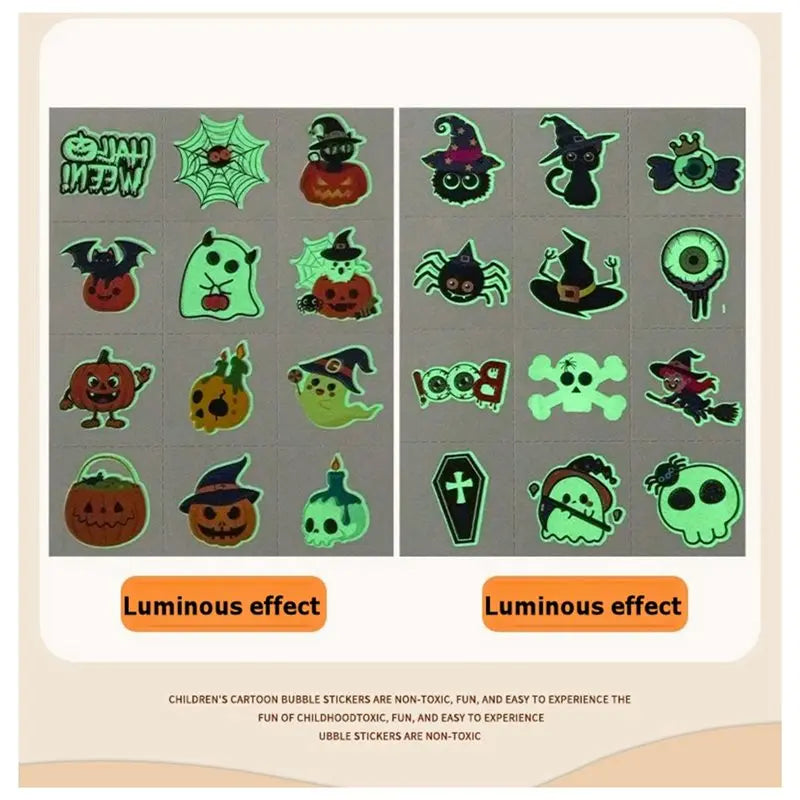 Glow in the Dark Halloween Temporary Tattoos Kids – 6 Sheets Temporary Tattoos SWANS