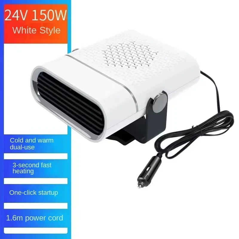 Portable Car Heater 12V/24V – Windshield Defroster & Defogger Portable Car Heater SWANS 24V White