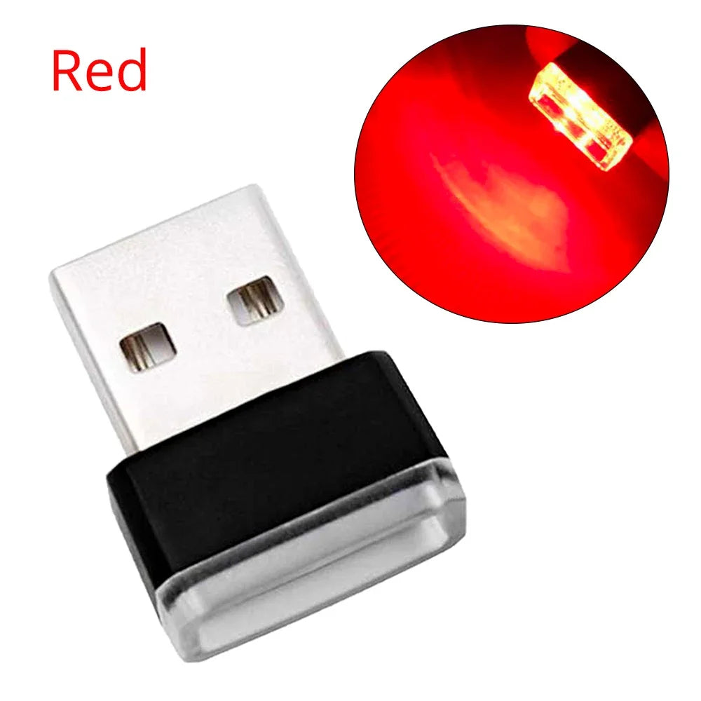 HVIERO USB LED Car Atmosphere Light – Neon Plug & Play 5V Car Atmosphere Light SWANS Red
