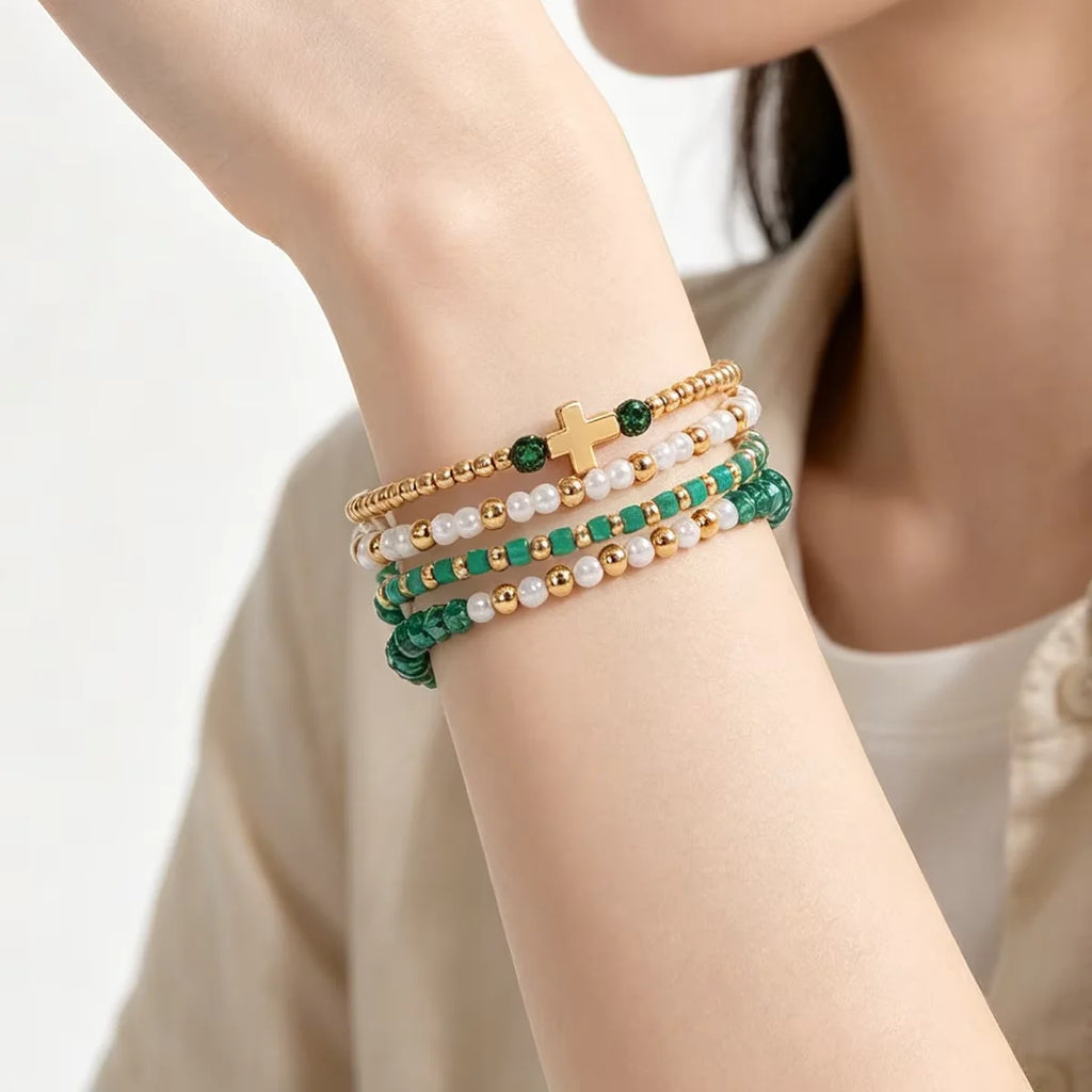 Women's Stackable Beaded Bracelet Set – Handmade Charm Jewelry Beaded Charm Bracelet SWANS