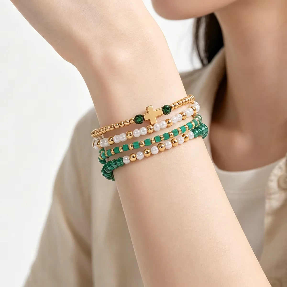 Women's Stackable Beaded Bracelet Set – Handmade Charm Jewelry Beaded Charm Bracelet SWANS