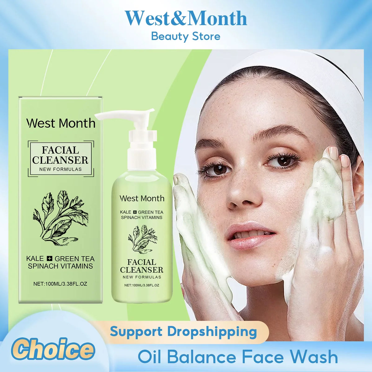 West&Month Moisturizing Face Wash – Oil Control Foam Cleanser Facial Cleanser SWANS