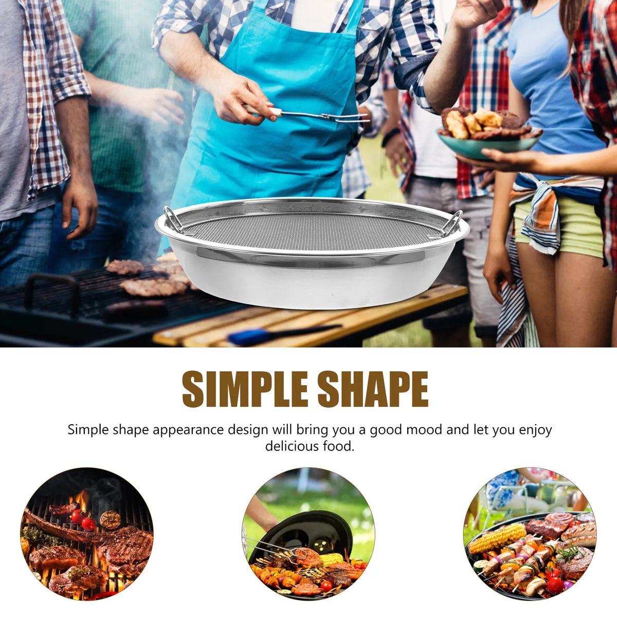 Stainless Steel Food Serving Tray with Oil Drain Filter Net Food Serving Tray SWANS