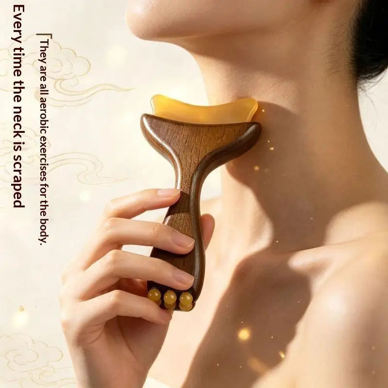 Gua Sha Facial Massage Board with Beads – Face Neck & Body Gua Sha Massage Tool SWANS
