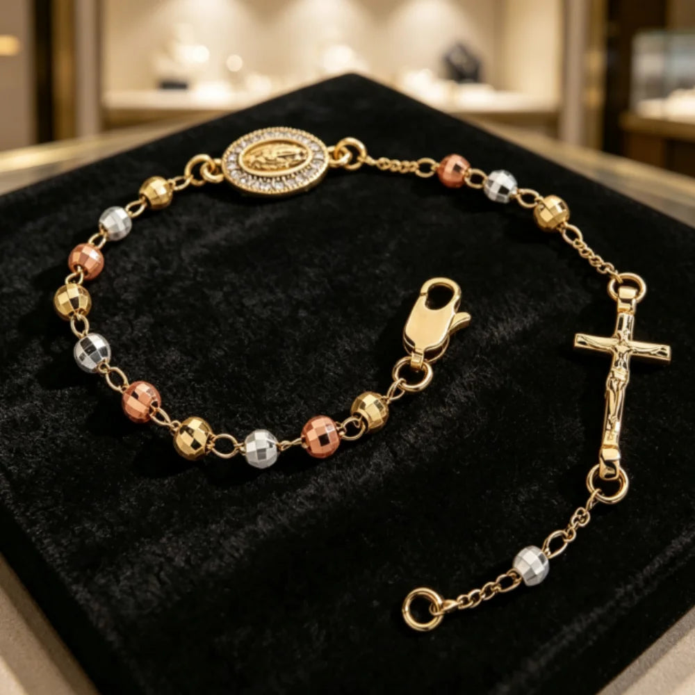 Virgin Mary Zircon Charm Bracelet – Mixed Tone Light Luxury Charm Bracelet SWANS