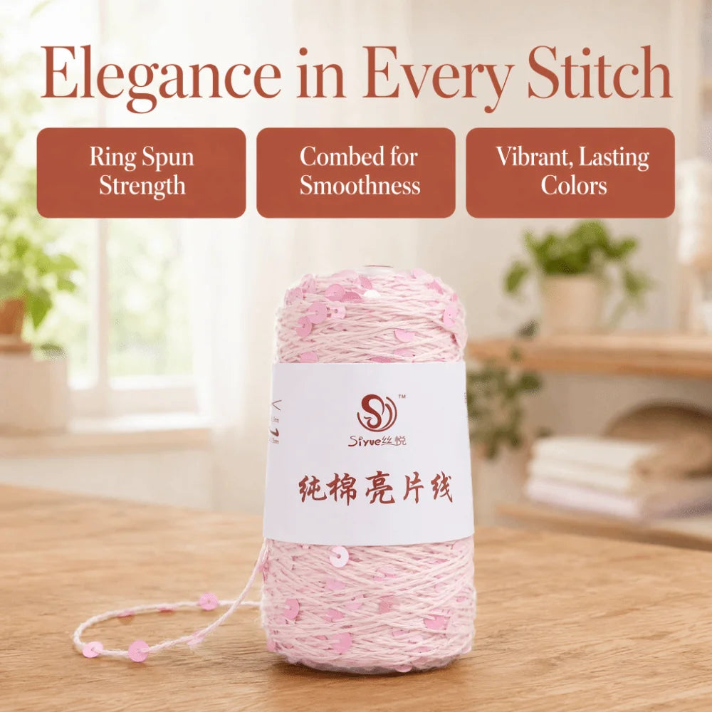 Shiny Sequin Hand Knitting Yarn – Glitter Craft Thread Roll Knitting Yarn SWANS
