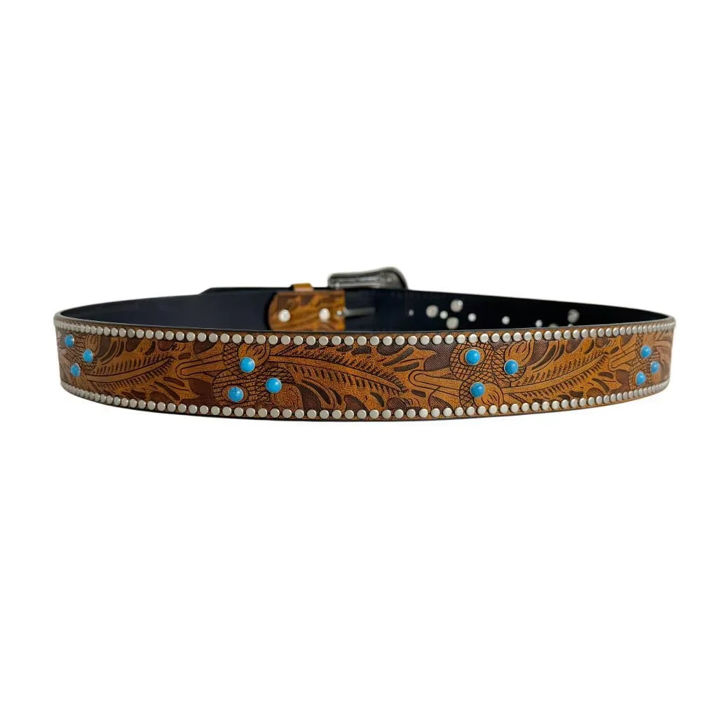 Women's Retro Embossed PU Leather Boho Belt – Pin Buckle Women's Fashion Belt SWANS