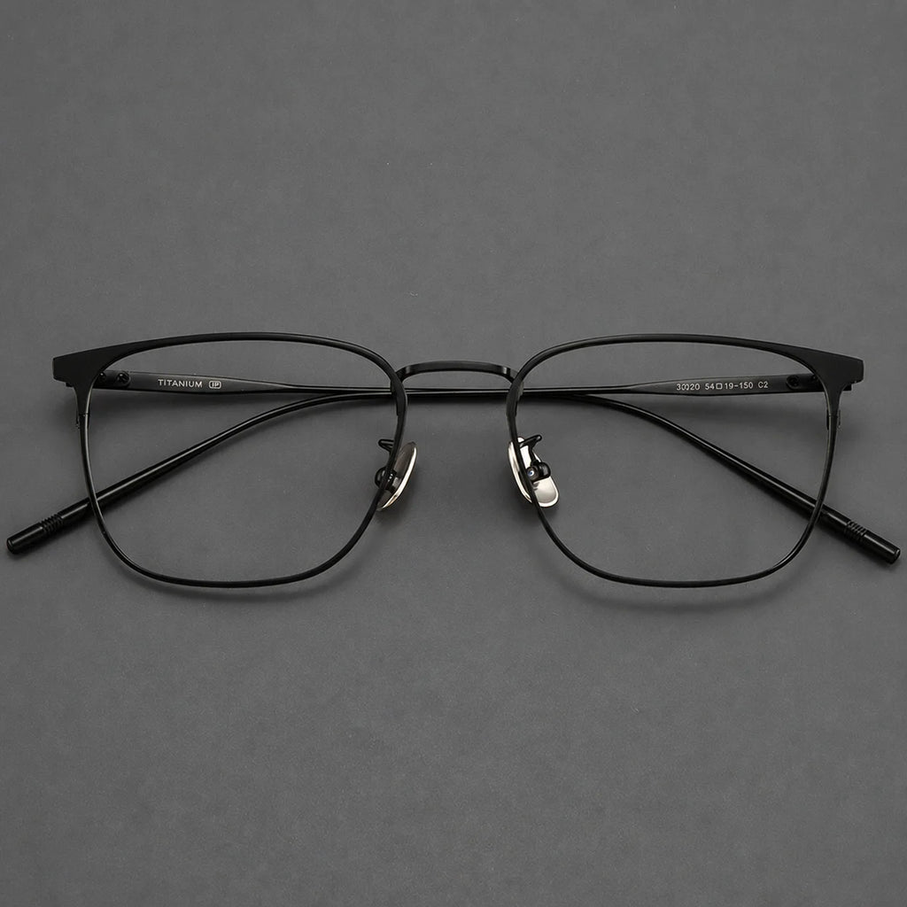 Pure Titanium Square Full Rim Eyeglass Frames – Unisex Eyeglass Frames SWANS Black