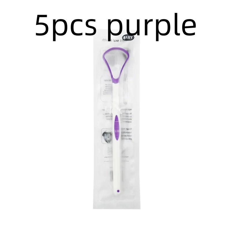 SWANS Silicone Tongue Scraper Brush – Fresh Breath Cleaner Tongue Scraper Brush SWANS 5pcs purple