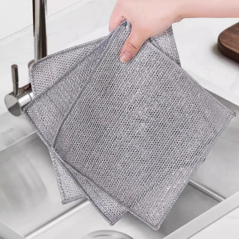 SWANS Steel Wire Dish Cloth – Double-Sided Pot Scrubber Kitchen Scrubber Cloth SWANS