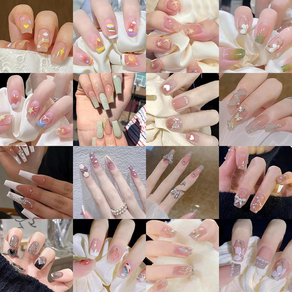 Press-On French Tip Acrylic Nails – 24pc Short Fake Nail Set Press-On Nail Set SWANS