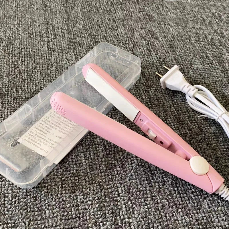 YIBER Mini Flat Iron – Travel Ceramic Hair Straightener & Curler Mini Hair Straightener SWANS Rose Pink US