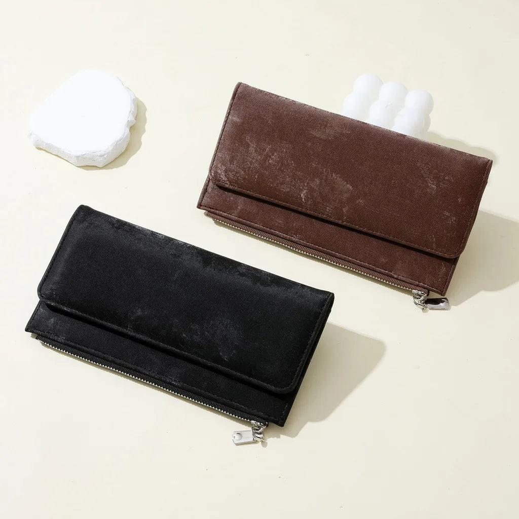 Women's Trifold Long Wallet – Water Ripple PU Leather Purse Trifold Long Wallet SWANS