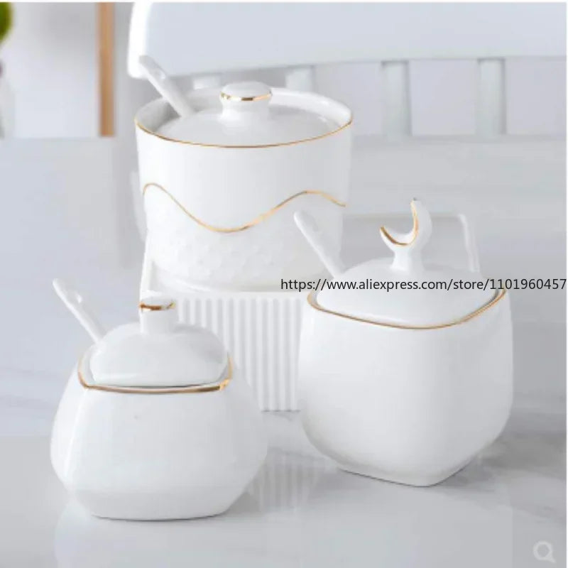 SWANS Ceramic Spice Jar Set – Oil, Vinegar, Sugar Bowl & Holder Ceramic Spice Jar Set SWANS