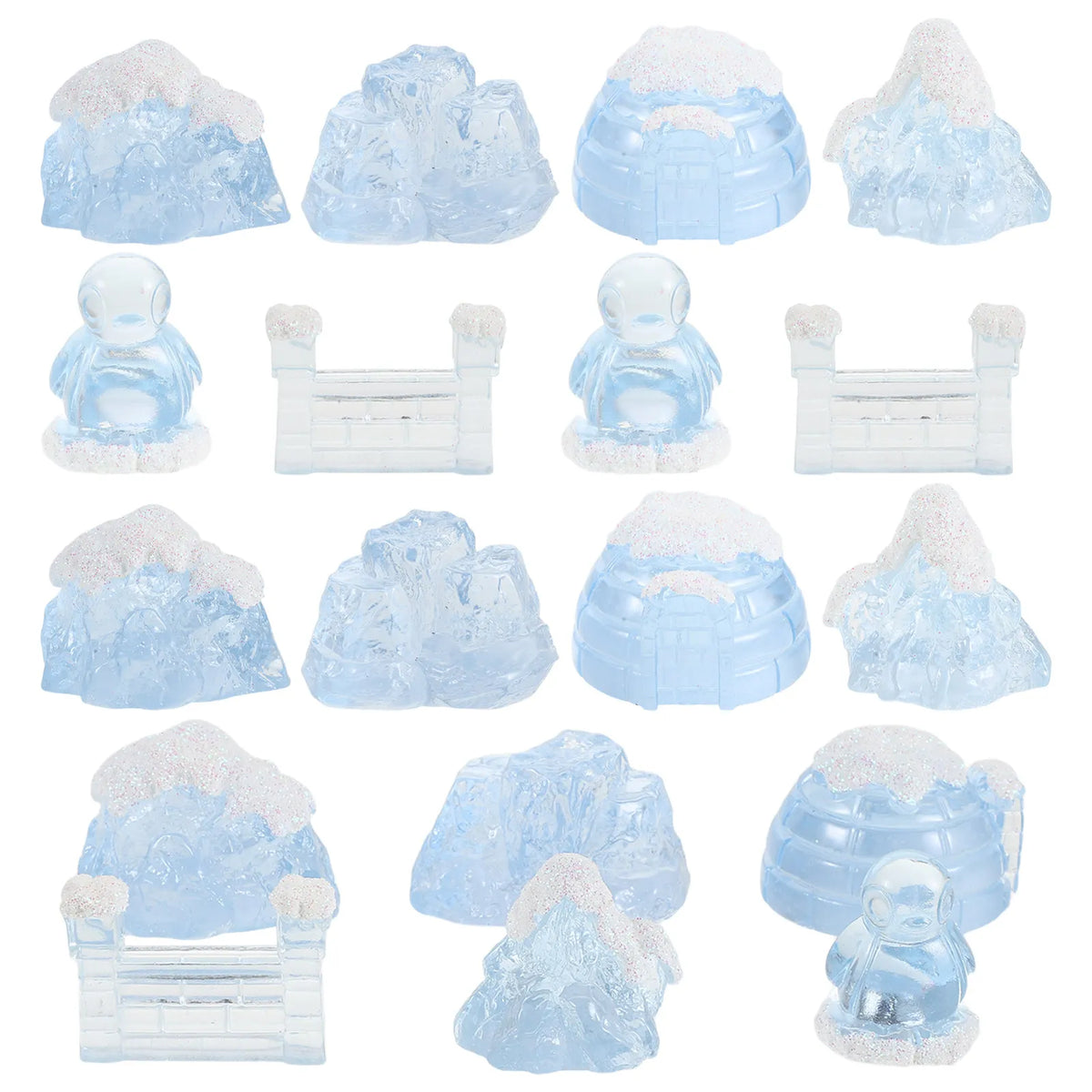 18-Piece Mini Arctic Penguin & Iceberg Figurine Set | Decor Miniature Figurine Set SWANS