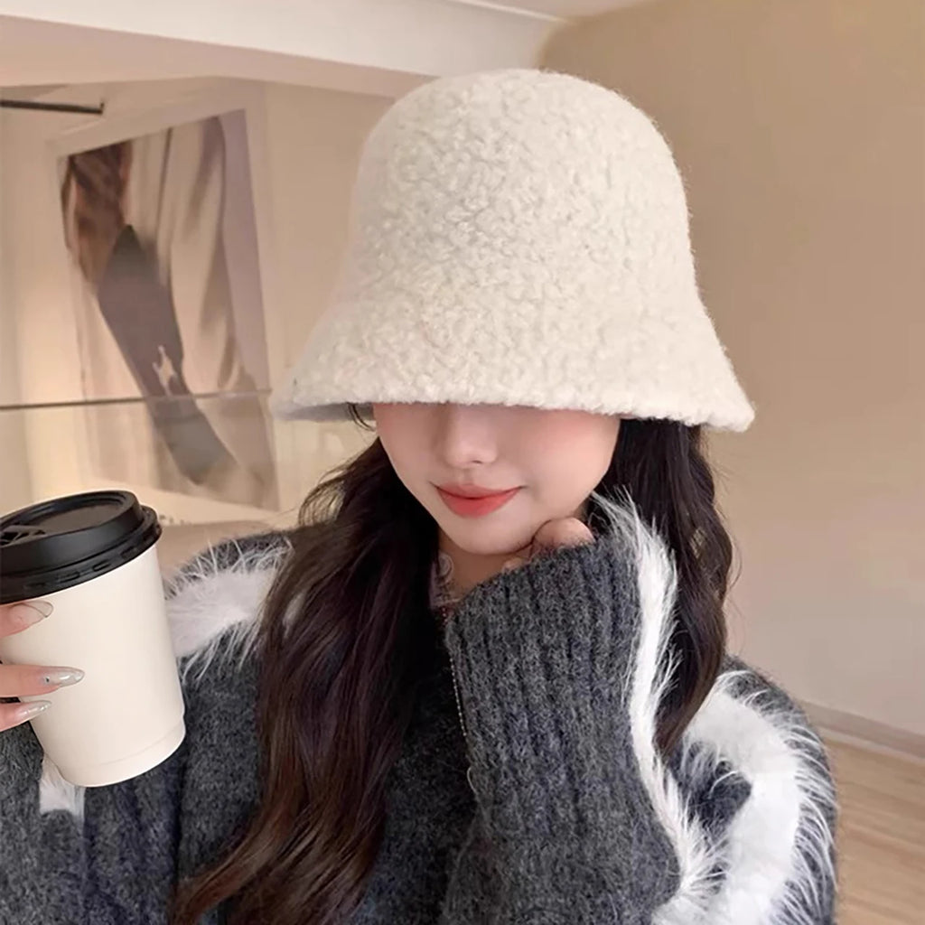 Women's Winter Knit Bucket Hat – Foldable Wide Brim Warm Cap Knit Bucket Hat SWANS