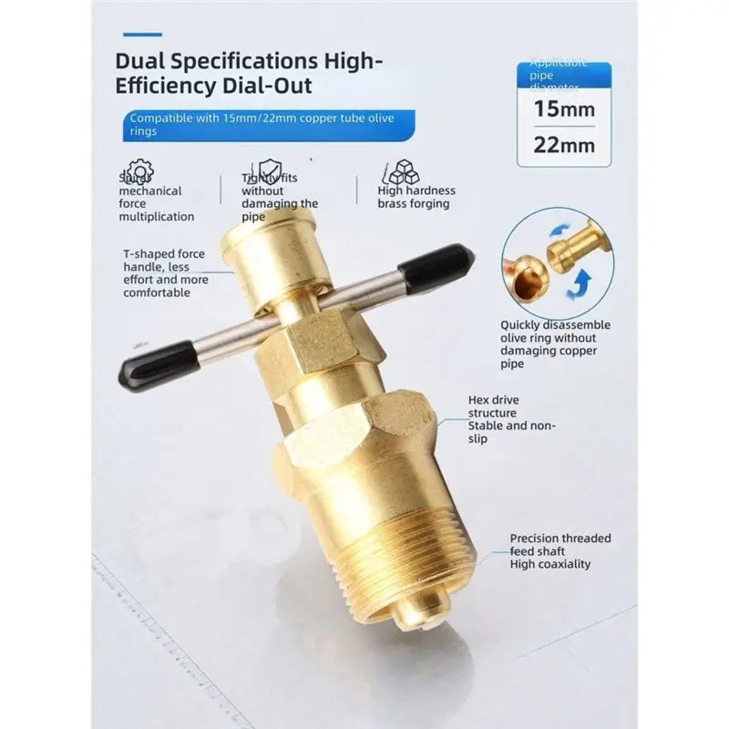 Brass Olive Puller Tool – 15mm & 22mm Compression Ring Remover Plumbing Removal Tool SWANS