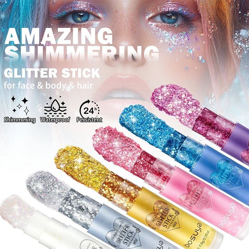 Sequins Glitter Gel Stick – Eye, Face & Body Sparkle Makeup Glitter Makeup Stick SWANS