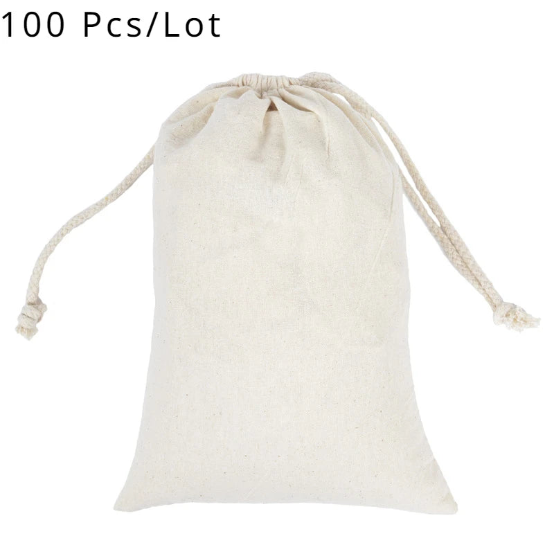 100-Pack Cotton Drawstring Bags – Gift Pouches & Storage Cotton Drawstring Bags SWANS
