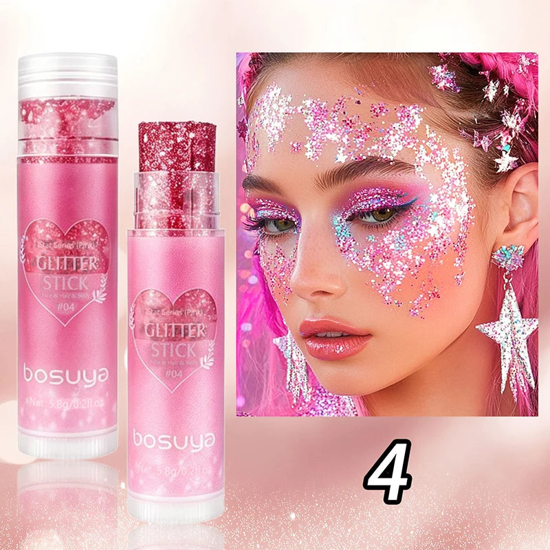 Sequins Glitter Gel Stick – Eye, Face & Body Sparkle Makeup Glitter Makeup Stick SWANS 04