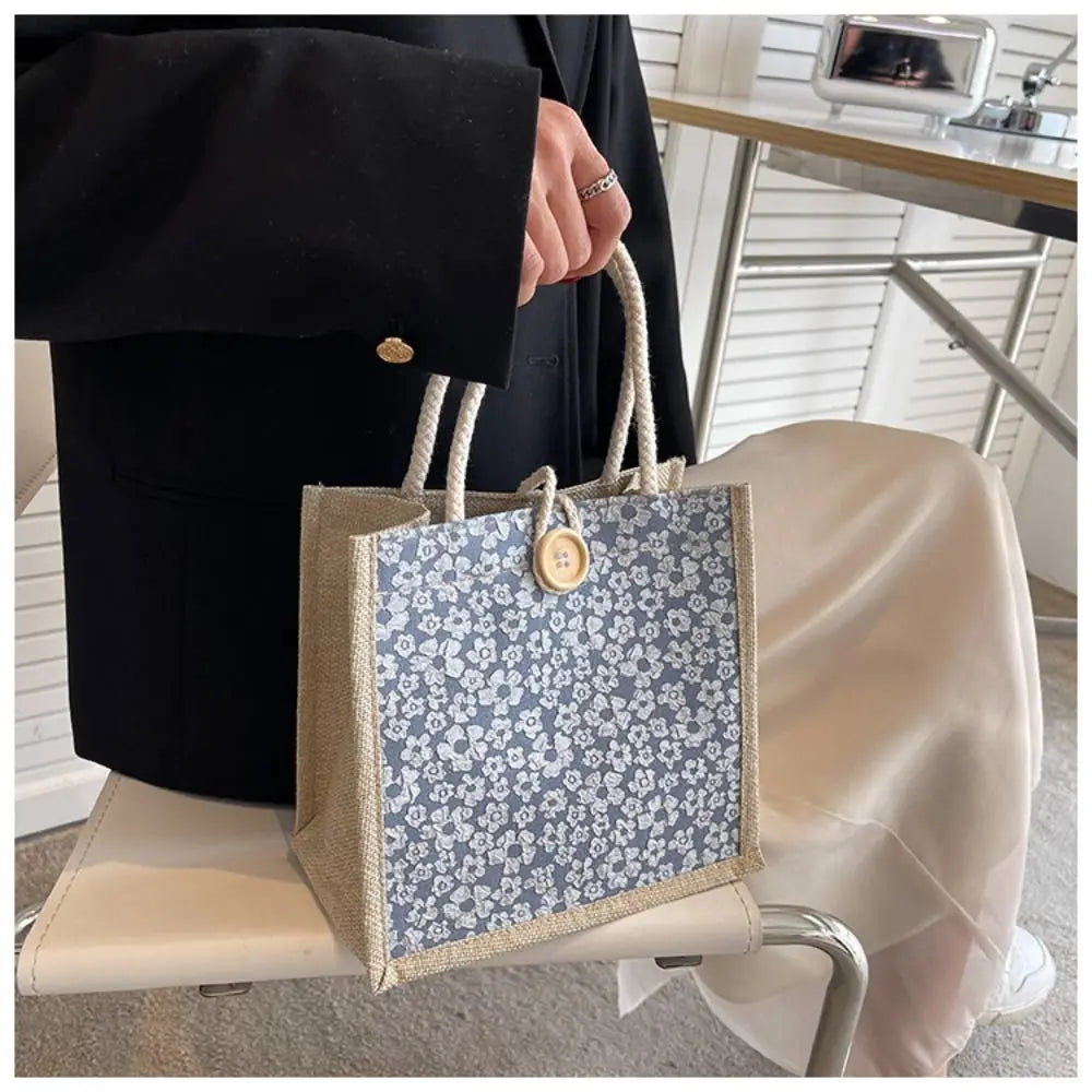 Linen Canvas Bucket Tote Bag – Chic Everyday Handbag Linen Tote Bag SWANS