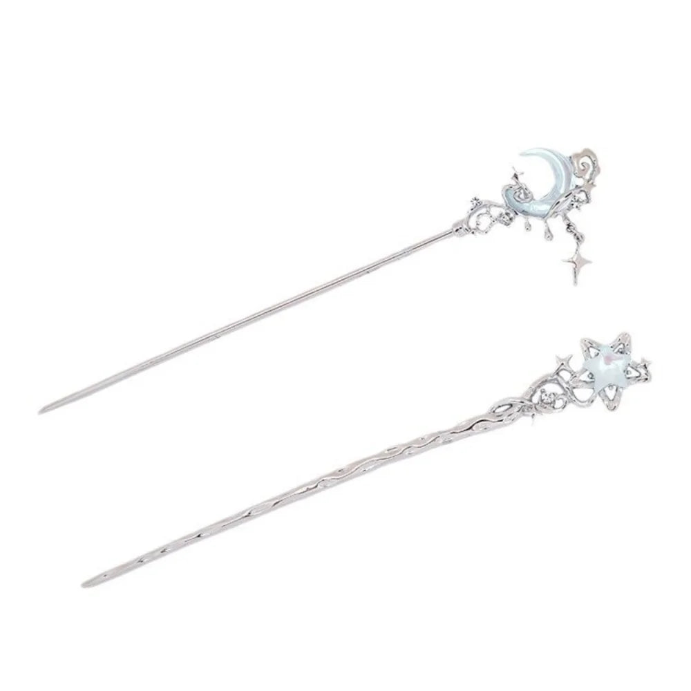 Star & Moon Hair Chopsticks – Zinc Alloy Moonstone Hairpin Hair Chopsticks SWANS