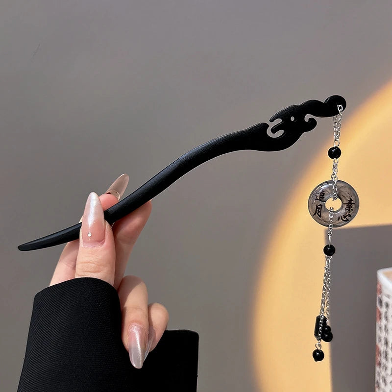 Wooden Hairpin Chinese Style Ruyi Tassel Hair Stick Hair Stick Accessory SWANS Style 4