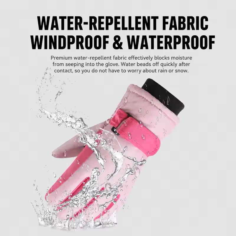 Kids Winter Ski Gloves Waterproof Fleece Lined | Ages 3–15 Kids Winter Gloves SWANS