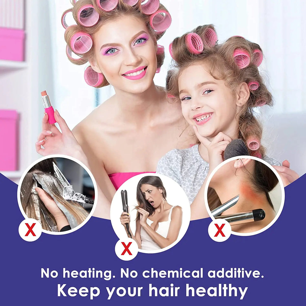 6-Pack Jumbo Self-Grip Heatless Hair Rollers – DIY Curlers Hair Rollers SWANS