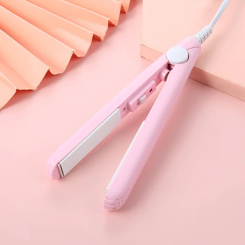 YIBER Mini Ceramic Hair Straightener & Curler | Travel Flat Iron Hair Straightener Curler SWANS Pink EU