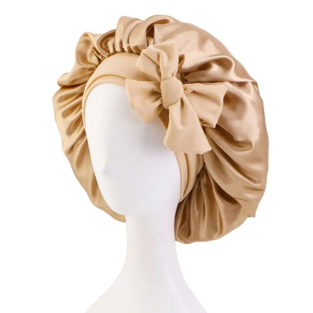 Satin Sleep Cap Turban Bonnet Wide Headband | Hair Care Satin Sleep Bonnet SWANS gold