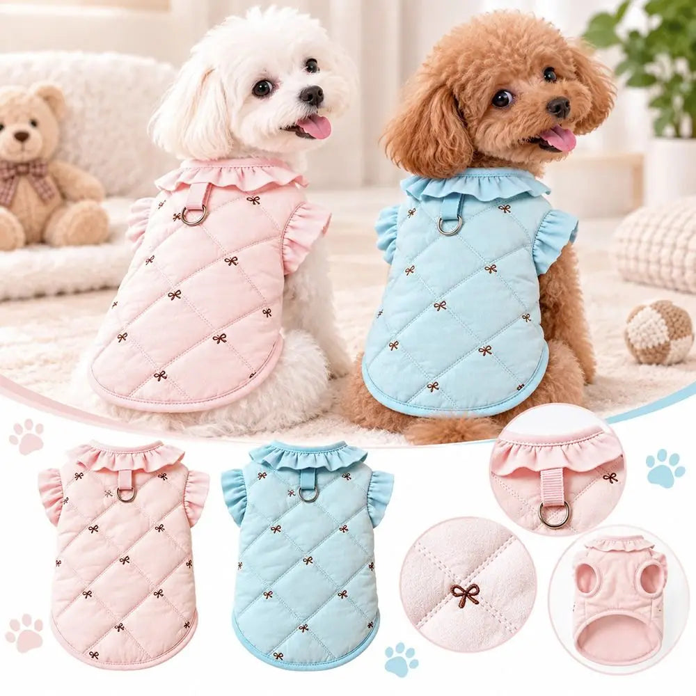 Winter Dog Jacket – Windproof Bowknot Embroidery Vest S–2XL Dog Winter Jacket SWANS