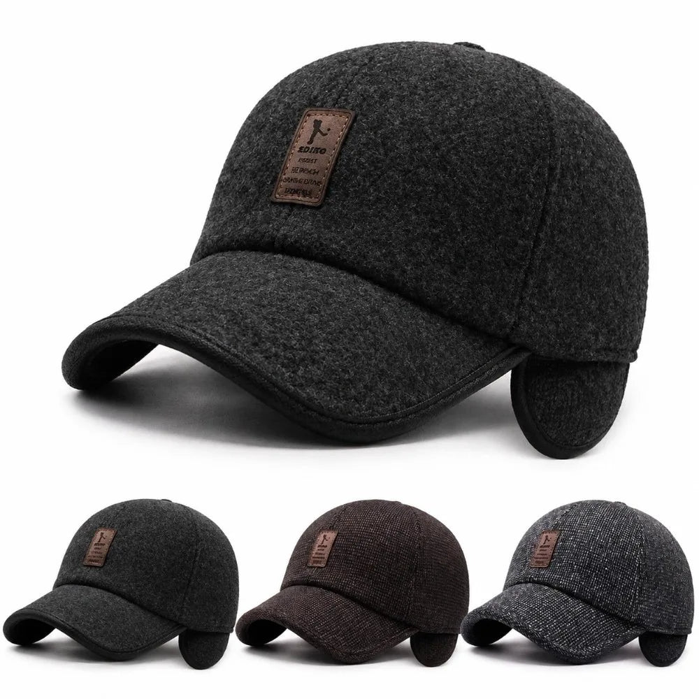Winter Baseball Cap with Earflaps – Warm Wool Unisex Hat Winter Earflap Cap SWANS