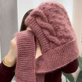Women's 2-in-1 Hooded Scarf & Hat – Soft Faux Fur Winter Set Hooded Scarf Set SWANS Pink