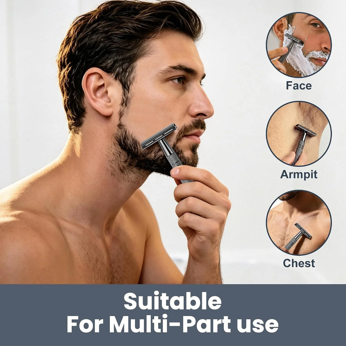 SWANS Double Edge Safety Razor + 10 Stainless Steel Blades Safety Razor SWANS