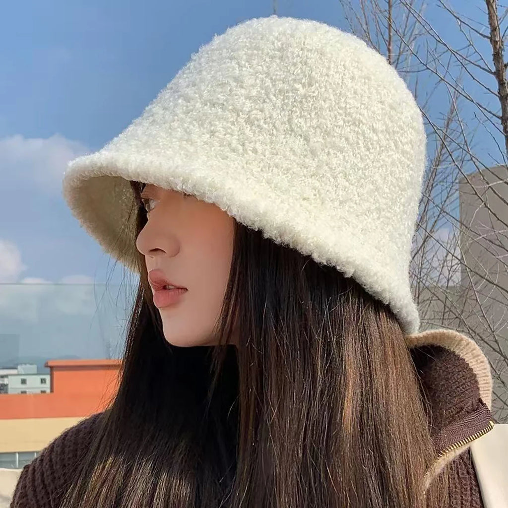 Women's Winter Knit Bucket Hat – Foldable Wide Brim Warm Cap Knit Bucket Hat SWANS