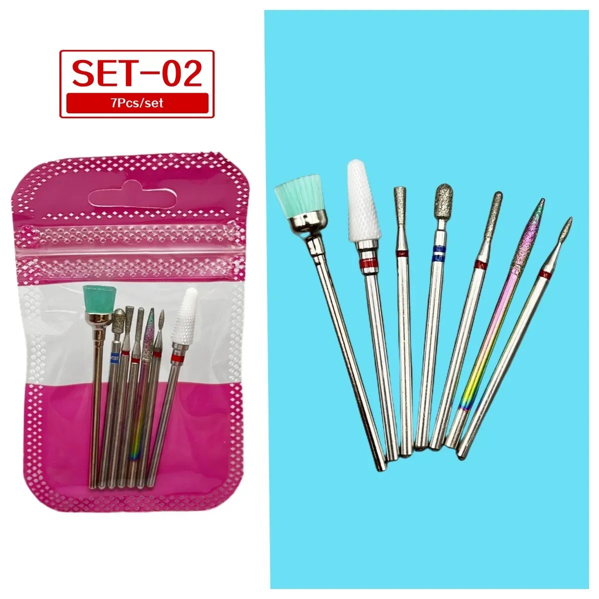 Tungsten Steel Nail Drill Bit Set – Cuticle Milling Cutter 6/7pc Nail Drill Bit Set SWANS