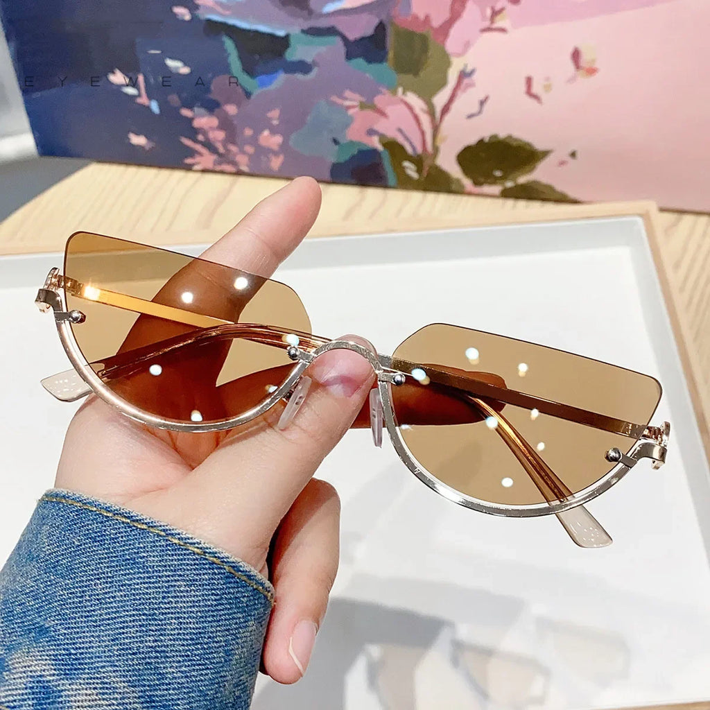 TOYEARN Cat Eye Sunglasses Women – Vintage UV400 Half Frame Cat Eye Sunglasses SWANS
