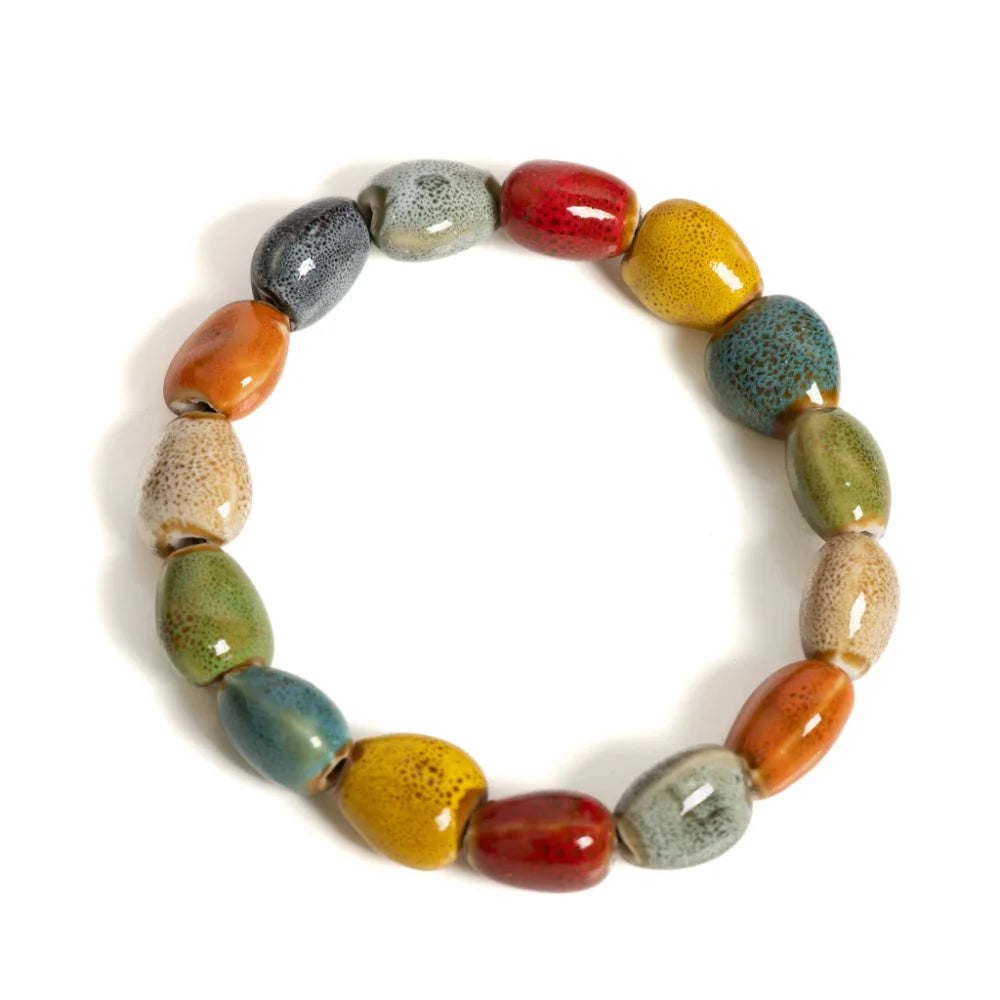 Adjustable Ceramic Boho Star Bead Bracelet – Handmade Ethnic Beaded Bracelet SWANS